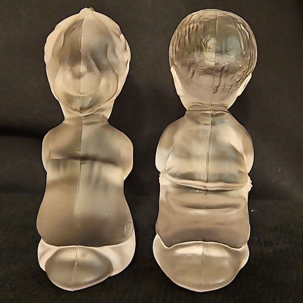 Vintage Fenton Praying Girl and Boy Pair Frosted Glass Figurine Lot Clear - Picture 6 of 13